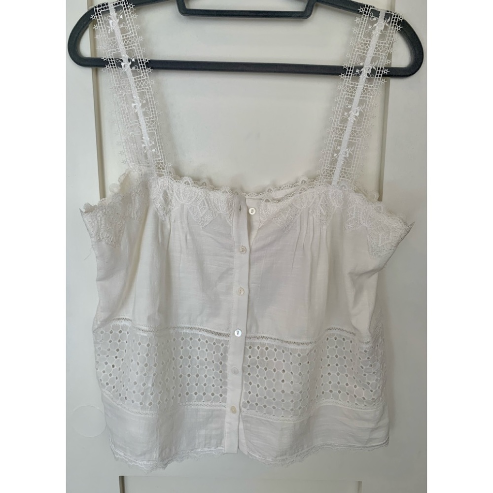Heartloom Boxy White Lace Crop Top Tank Top